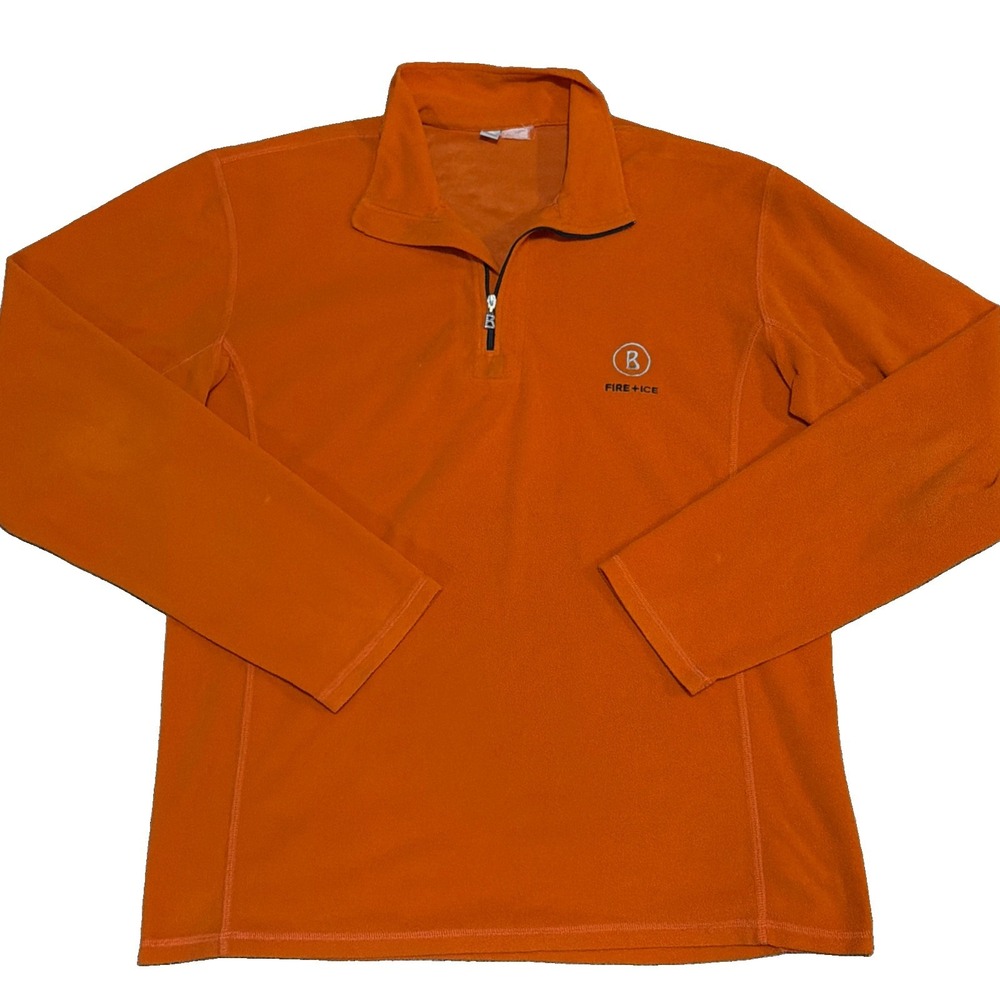 Bogner Fire & Ice Orange Mens L Long Sleeve 1/4 Zip Fleece Oberstoff Pullover